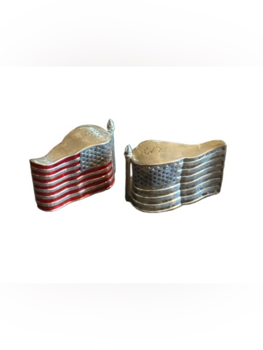Godinger Silver Art Co American Flag Salt and Pepper Shaker Set - Patriotic Red